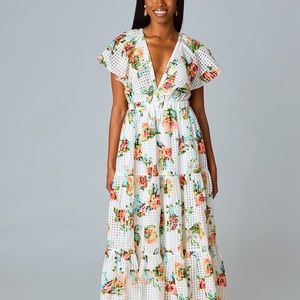 CECE FLUTTER SLEEVE MAXI DRESS - SCOTTISH ROSE